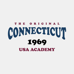 Connecticut design for t-shirt. College tee shirt print. Typography graphics for sportswear and apparel. Vector illustration.