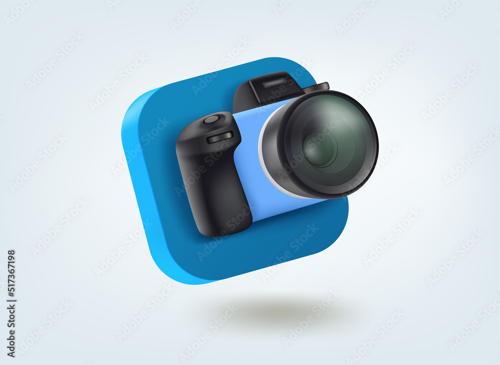 Poster Camera icon. 3d vector mobile application icon