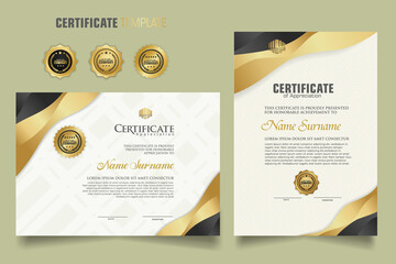 Luxury certificate template with dynamic effect and modern pattern background. Premium badges design. New Collections