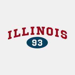 Athletic team state of Illinois, USA. Typography graphics for sportswear and apparel. Vector print design.