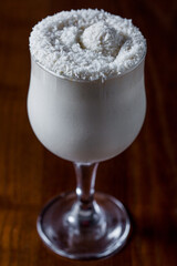 Cocktail with ice, milk and coconut