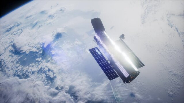 Hubble Space Telescope orbiting Earth. Elements of this image furnished by NASA.