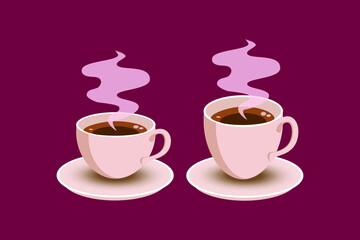 Cup of Fresh Coffee. Vector Illustration. Flat Style. Decorative Design for Cafeteria, Posters, Banners, Cards.