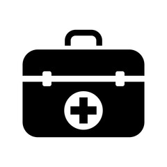 First aid kit icon symbol. Vector cross safety medical treatment help