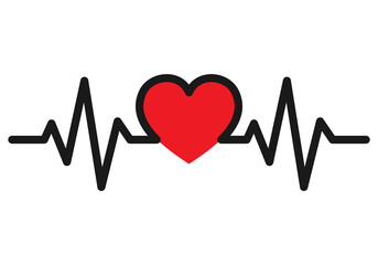 Warning triangle icon, failure icon with heart sign. Heart attack. Medical icon vector illustration