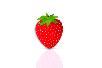 Red Strawberry with shadow in white background