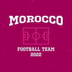 Football national team Morocco print design. Typography graphics for sportswear and apparel. Vector illustration.