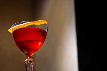 Cocktail with orange peel