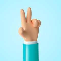 3d hands icon. Cartoon style hand gesture. Vector realistic illustration.