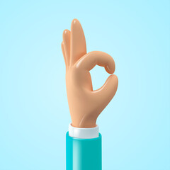3d hands icon. Cartoon style hand gesture. Vector realistic illustration.