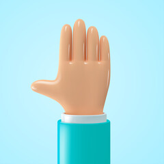 3d hands icon. Cartoon style hand gesture. Vector realistic illustration.