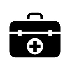 First aid kit icon symbol. cross safety medical treatment help