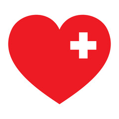 Obraz premium Red Heart with a cross icon. Healthcare icon. Medical icon illustration