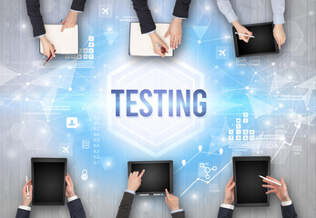 Group of Busy People Working in an Office, technology concept