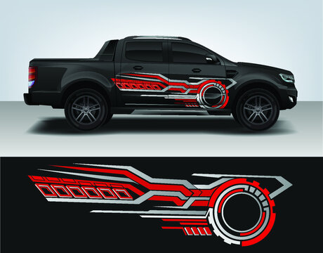 Vinyls sticker Decals for Car truck mini bus modify Motorcycle. Racing Vehicle Graphics kit isolated vector design race Elegant stripes modern red technology background for wrap