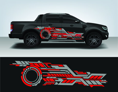 Vinyls sticker Decals for Car truck mini bus modify Motorcycle. Racing Vehicle Graphics kit isolated vector design race Elegant stripes modern red technology background for wrap