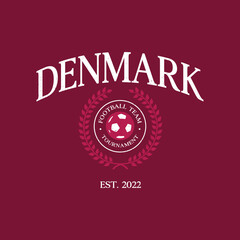Football national team Denmark print design. Typography graphics for sportswear and apparel. Vector illustration.