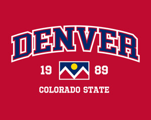 T-shirt stamp graphic, Colorado Sport wear typography emblem Denver vintage tee print, athletic apparel design shirt graphic print
