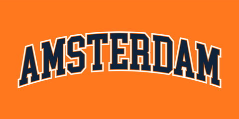 Fototapeta na wymiar T-shirt stamp graphic, Netherlands Sport wear typography emblem Amsterdam vintage tee print, athletic apparel design shirt graphic print