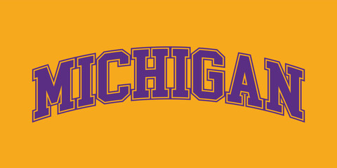 T-shirt stamp graphic, Sport wear typography emblem Michigan vintage tee print, athletic apparel design shirt graphic print - obrazy, fototapety, plakaty