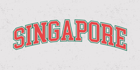 T-shirt stamp graphic, Sport wear typography emblem Singapore vintage tee print, athletic apparel design shirt graphic print