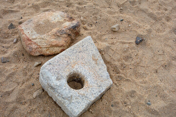 rusty bolt on the beach