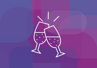 Vector cheers icon. Clinking glasses with champagne. Celebration, toast concepts.