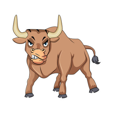 angry bull with a white background, vector
