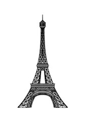 Silhouette and isolate Eiffel tower at Paris, France.
Illustration in vector