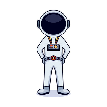 cartoon guy with helmet. Friendly handsome man in astronaut clothes