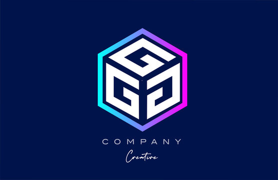 pink blue XXXXXXXXX three letter cube alphabet letter logo icon design with polygon design. Creative template for company and business