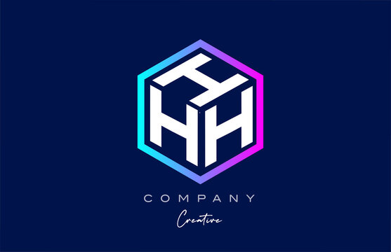pink blue XXXXXXXXX three letter cube alphabet letter logo icon design with polygon design. Creative template for company and business