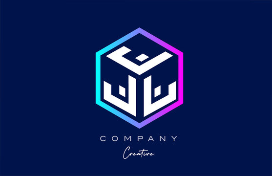 pink blue XXXXXXXXX three letter cube alphabet letter logo icon design with polygon design. Creative template for company and business