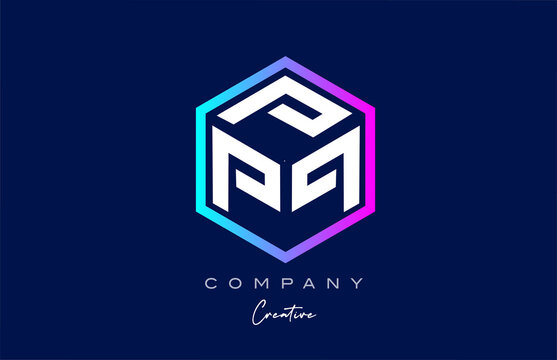 pink blue XXXXXXXXX three letter cube alphabet letter logo icon design with polygon design. Creative template for company and business