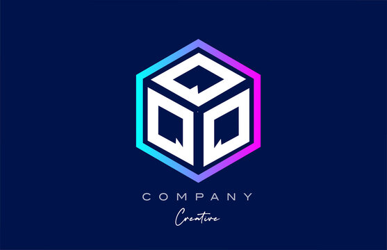 pink blue XXXXXXXXX three letter cube alphabet letter logo icon design with polygon design. Creative template for company and business