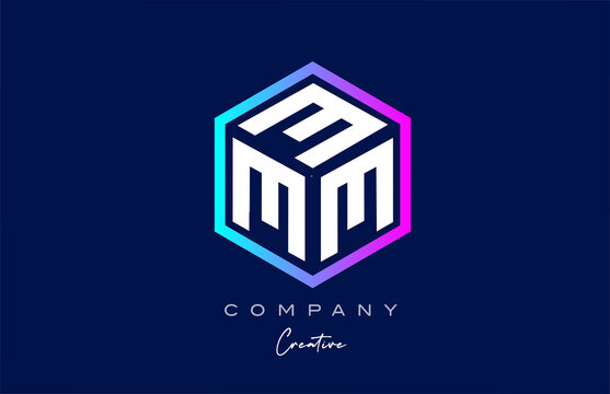 pink blue XXXXXXXXX three letter cube alphabet letter logo icon design with polygon design. Creative template for company and business