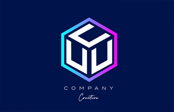 pink blue XXXXXXXXX three letter cube alphabet letter logo icon design with polygon design. Creative template for company and business