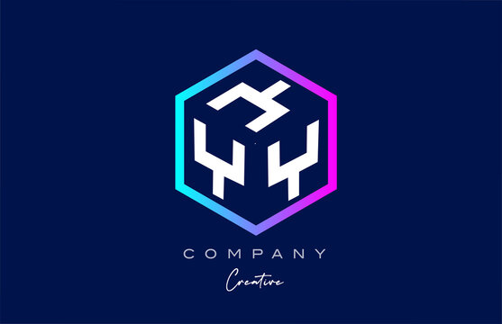 pink blue XXXXXXXXX three letter cube alphabet letter logo icon design with polygon design. Creative template for company and business
