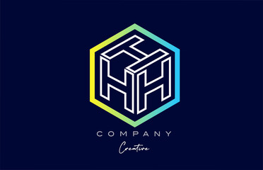 line H three letter cube alphabet letter logo icon design with polygon design. Creative template for company