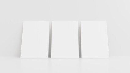 White paper sheet mockup, Minimal letter or invitation, 3D rendering illustration concept
