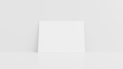 White paper sheet mockup, Minimal letter or invitation, 3D rendering illustration concept