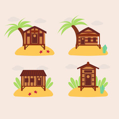 beach house vector design flat isolated illustration