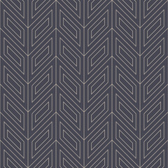 Art Deco Chevron Outline Repetitive Pattern Vector Abstract Background. Geometric Thin Lines Parallelogram Structure Subtle Texture Seamless Pale Grey Wallpaper. Line Art Graphic Minimal Illustration
