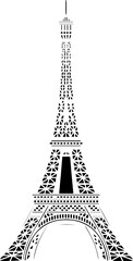 Silhouette and isolate Eiffel tower at Paris, France.
Illustration in png