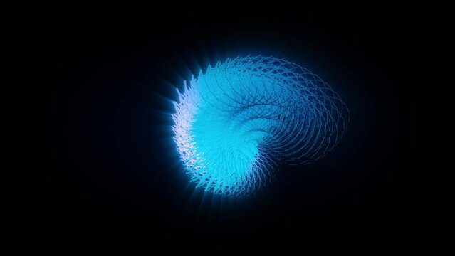 Abstract background 3D animation shiny futuristic object made of geometric elements transforms and rotates in space loop. Great for scientific, technological, industrial, futuristic, luxury, sci-fi il