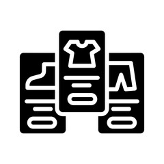 Product Catalog. Pages card with product information and options. Attributes goods.