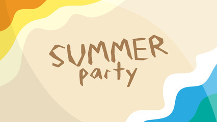 Beach background with text. Top view flat style. Vector illustration.