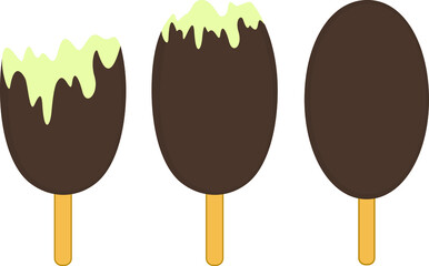 Ice cream vector illustration. Ice cream lolly. Pistachio bite