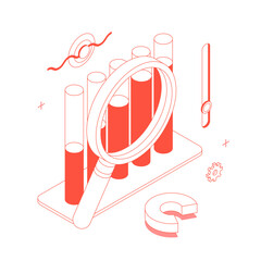 Money, chart, graph, diagram, presentation, spreadsheet, economy, finance, technology.Isometric vector illustration flat design isolated. Outline, linear style, line art, editable stroke.