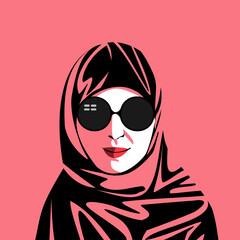 Muslim girl wearing logo sunglasses
